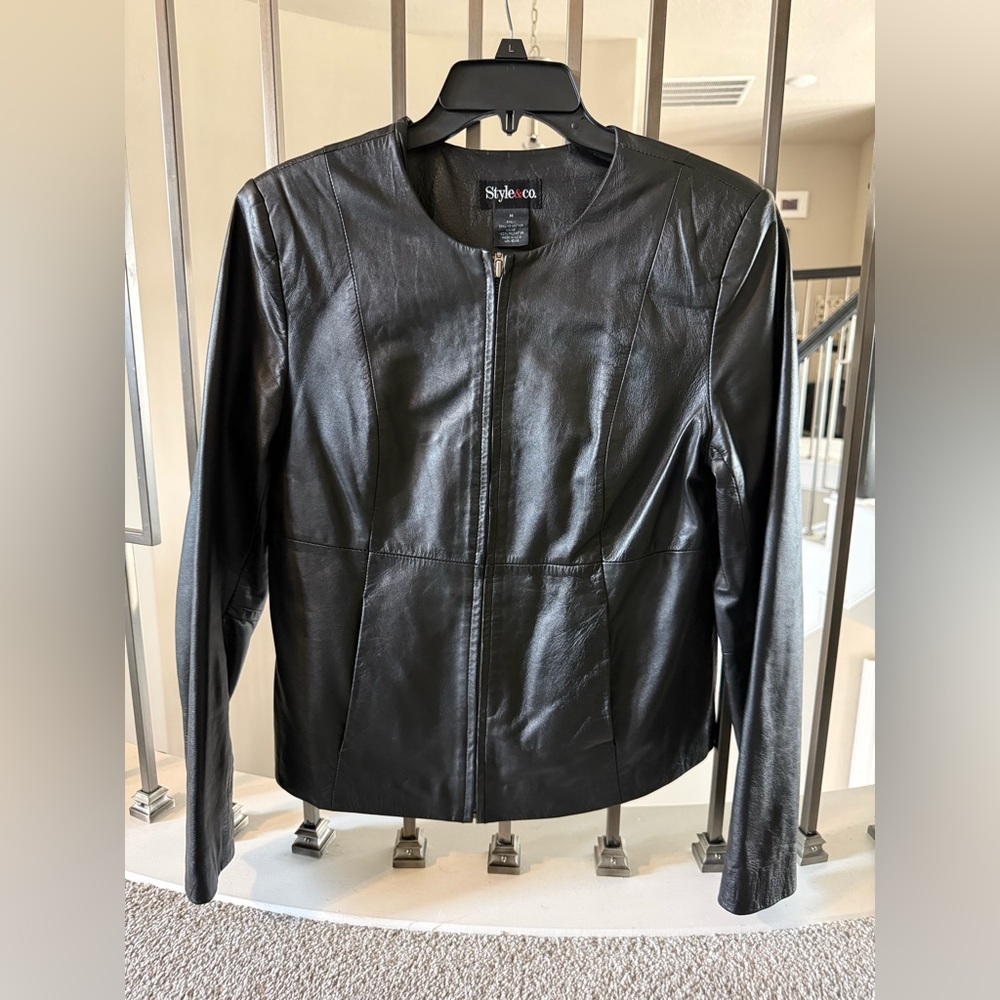 Style & Co. Women's Sleek Black Leather Jacket